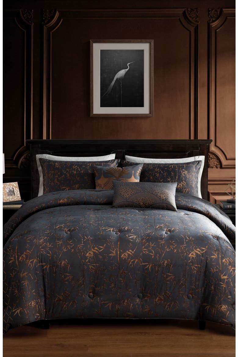 Bamboo Tree Bedding Set, Alternate, color, GREY