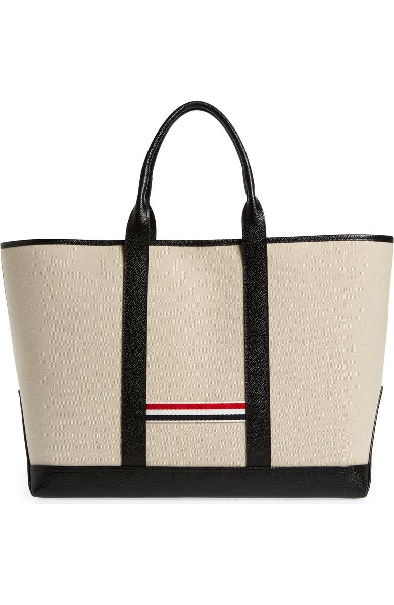 Thom Browne Medium Tool Canvas & Leather Tote, Alternate, color,