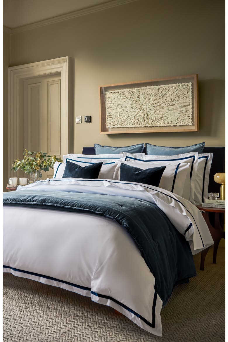 Beaumont Luxury Cotton Percale Duvet Cover Sets, Alternate, color, Navy