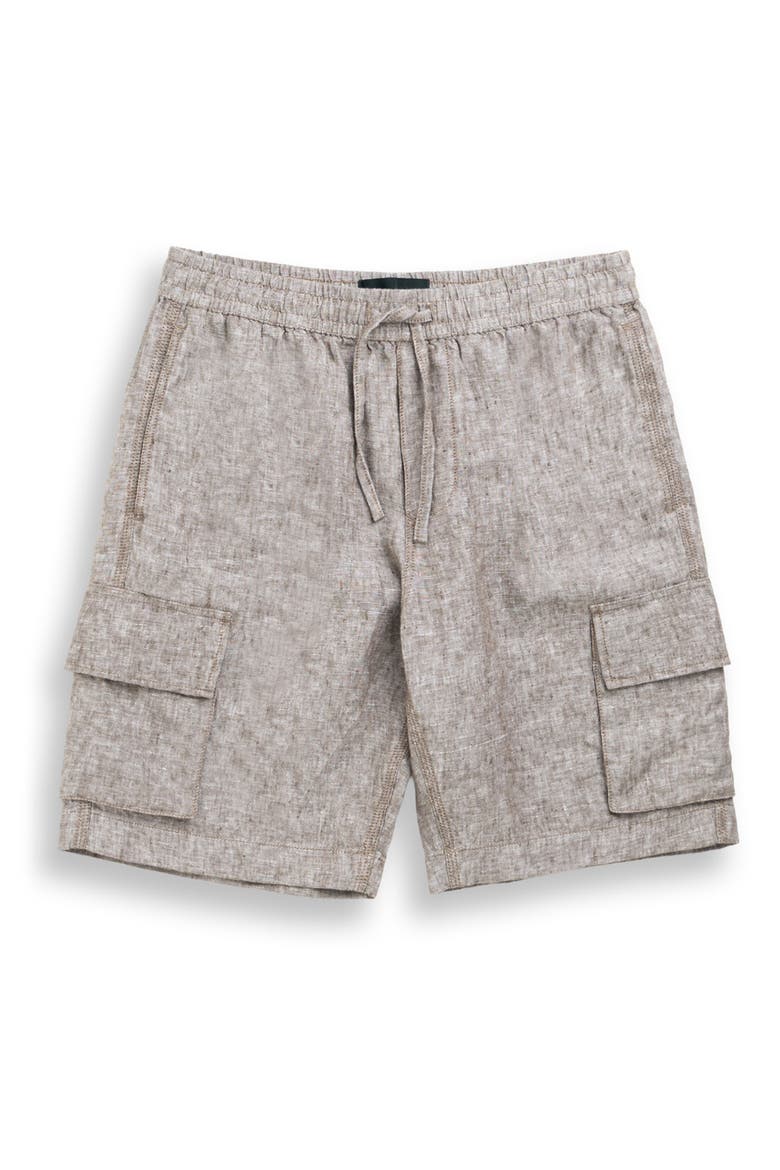 Resort Slub Linen Drawstring Cargo Shorts, Alternate, color, MOCHA