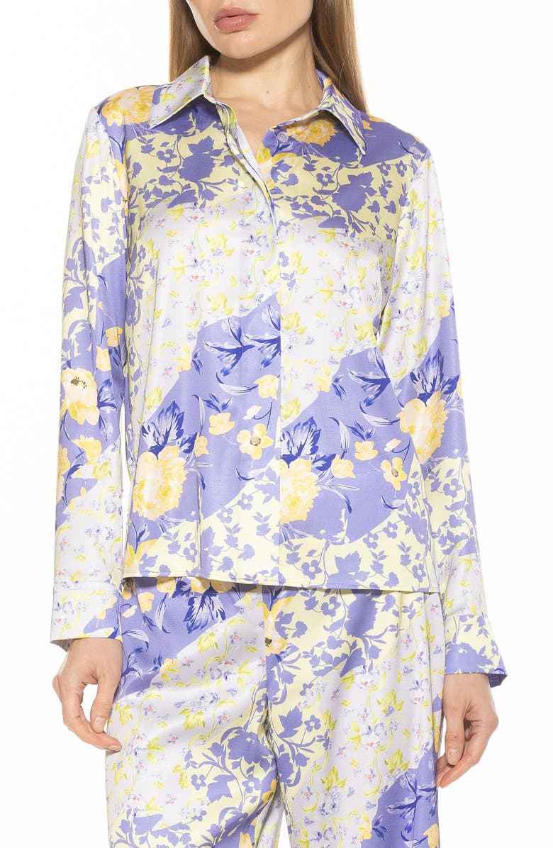 Alexia Admor Ginger Floral Button-Up Shirt, Main, color, Lilac Floral