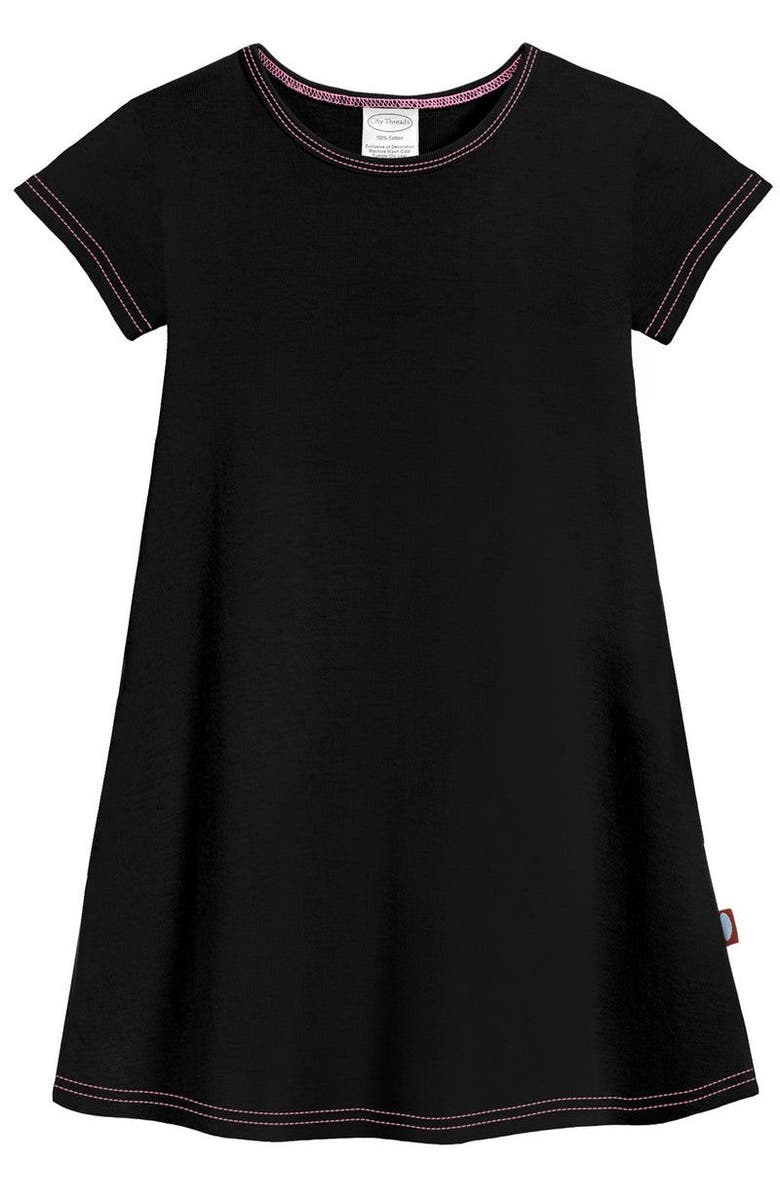 CITY THREADS Baby Girls Soft Knit Jersey Cap Sleeve Dress, Alternate, color, Black