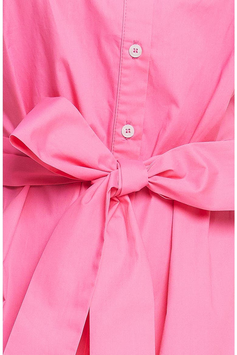 Wavy Fringe Trim Cotton Shirtdress, Alternate, color, PINK