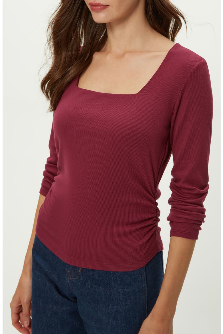 Sarah Long Sleeve Square Neck T-Shirt, Alternate, color, GARNET