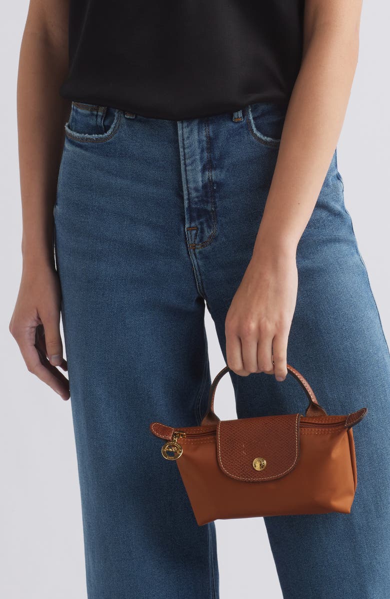 Longchamp Le Pliage Recycled Nylon Canvas Cosmetics Case, Alternate, color, Cognac