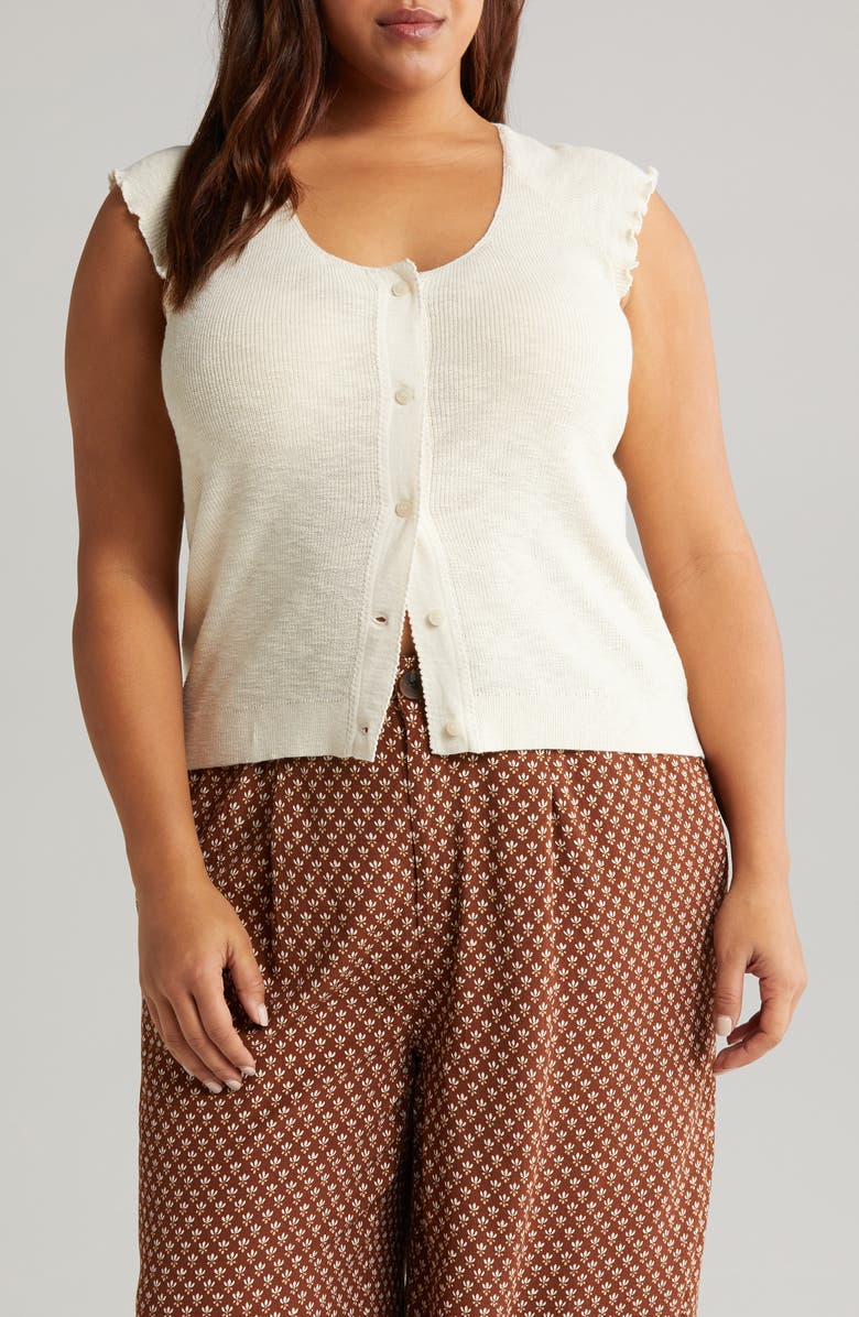 Treasure & Bond Cap Sleeve Cardigan, Main, color, Ivory Dove