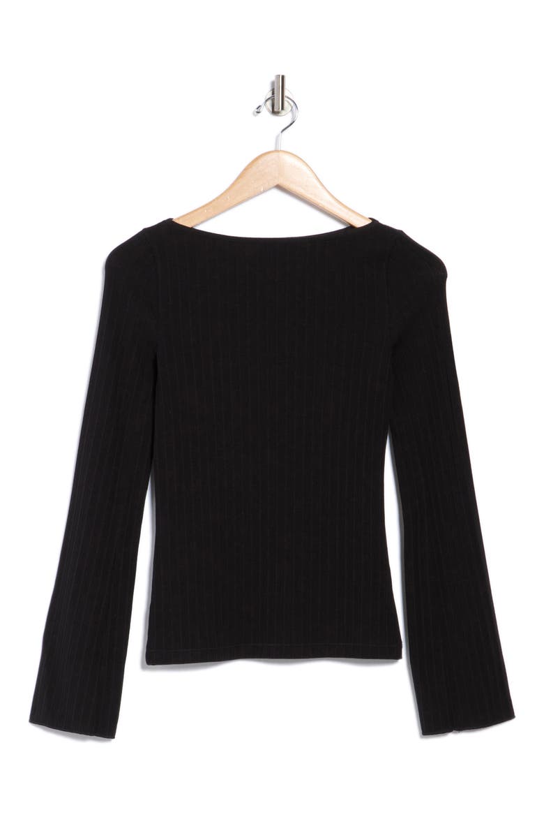 Boat Neck Long Sleeve Rib Top, Alternate, color, JET BLACK