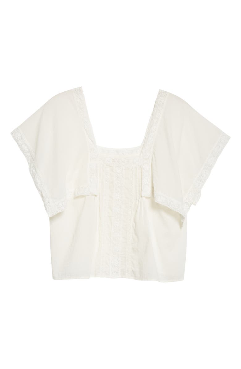 Rebecca Taylor Lace Inset Cotton Top, Alternate, color, 