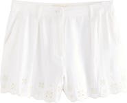NEXT Embroidered Eyelet Linen Blend Shorts