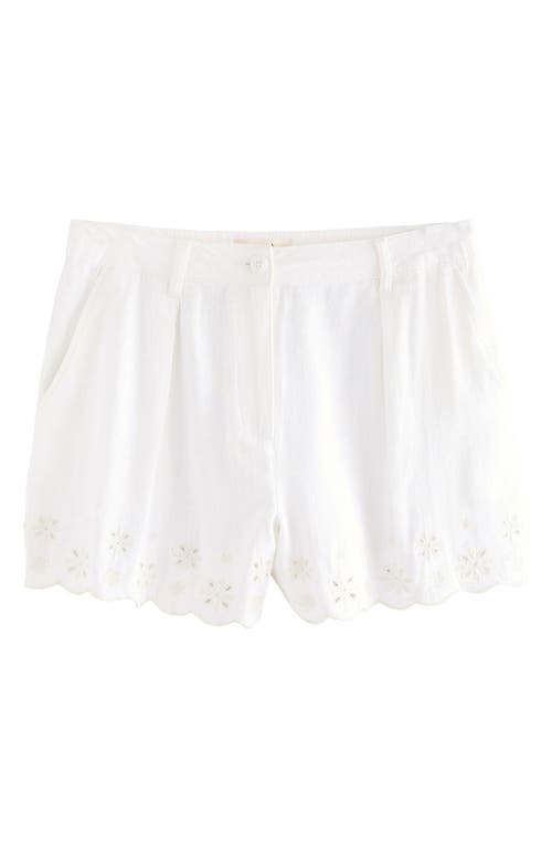 NEXT NEXT EMBROIDERED EYELET LINEN BLEND SHORTS