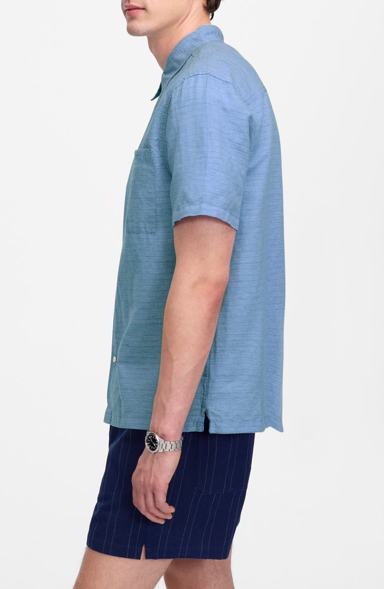 Madewell Short Sleeve Linen & Cotton Button-Up Shirt, Alternate, color, Micro Stripe