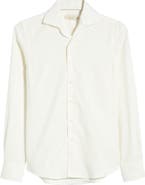 Aurélien Slim Fit Camp Collar Cotton & Cashmere Flannel Button-Up Shirt