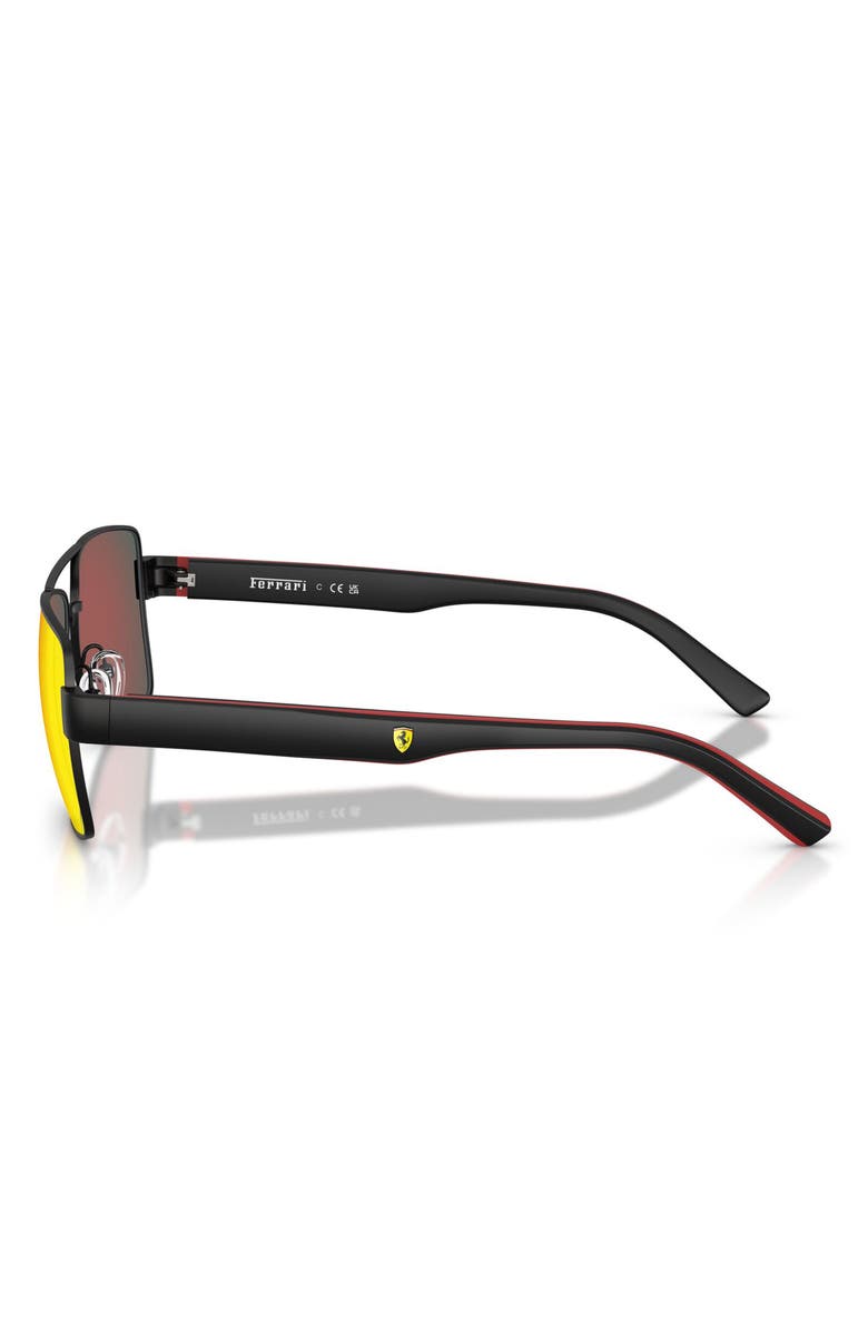 Scuderia Ferrari 59mm Rectangular Sunglasses, Alternate, color, Black Matte / Dark Mirror Red