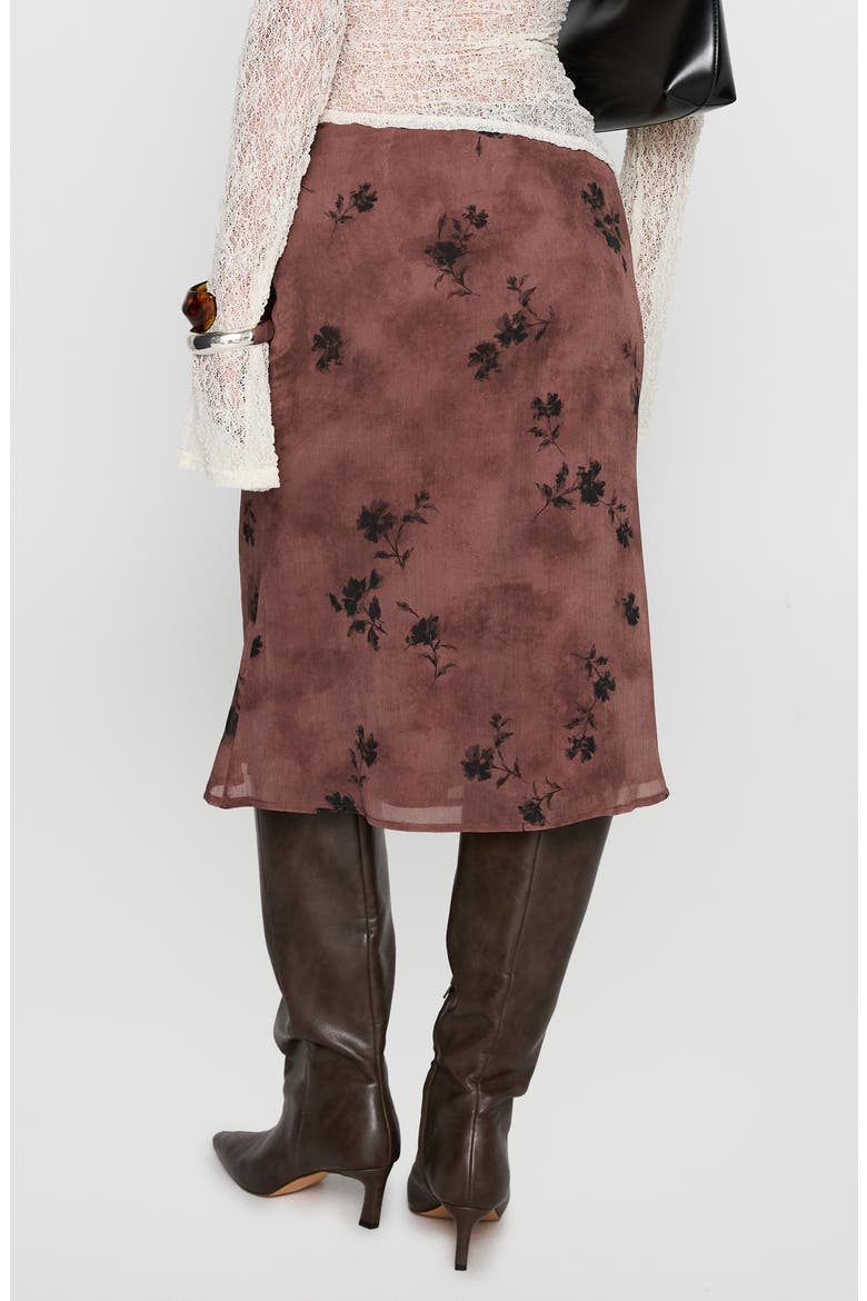 Moses Floral Midi Skirt, Alternate, color, BROWN