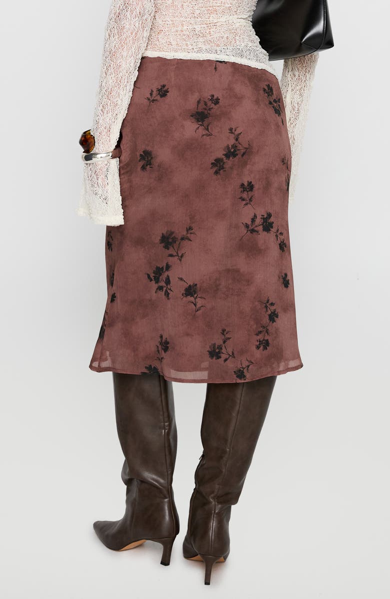 Princess Polly Moses Floral Midi Skirt, Alternate, color, Brown