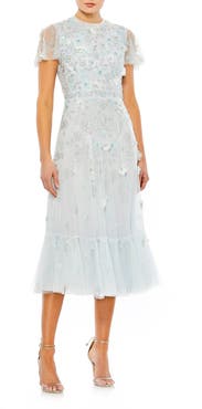 Mac Duggal Women's Embellished High Neck Cap Sleeve A Line Dress