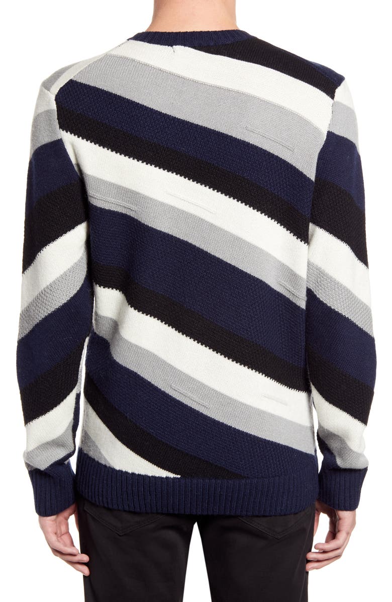 KARL LAGERFELD PARIS Diagonal Stripe Crewneck Sweater, Alternate, color, 
