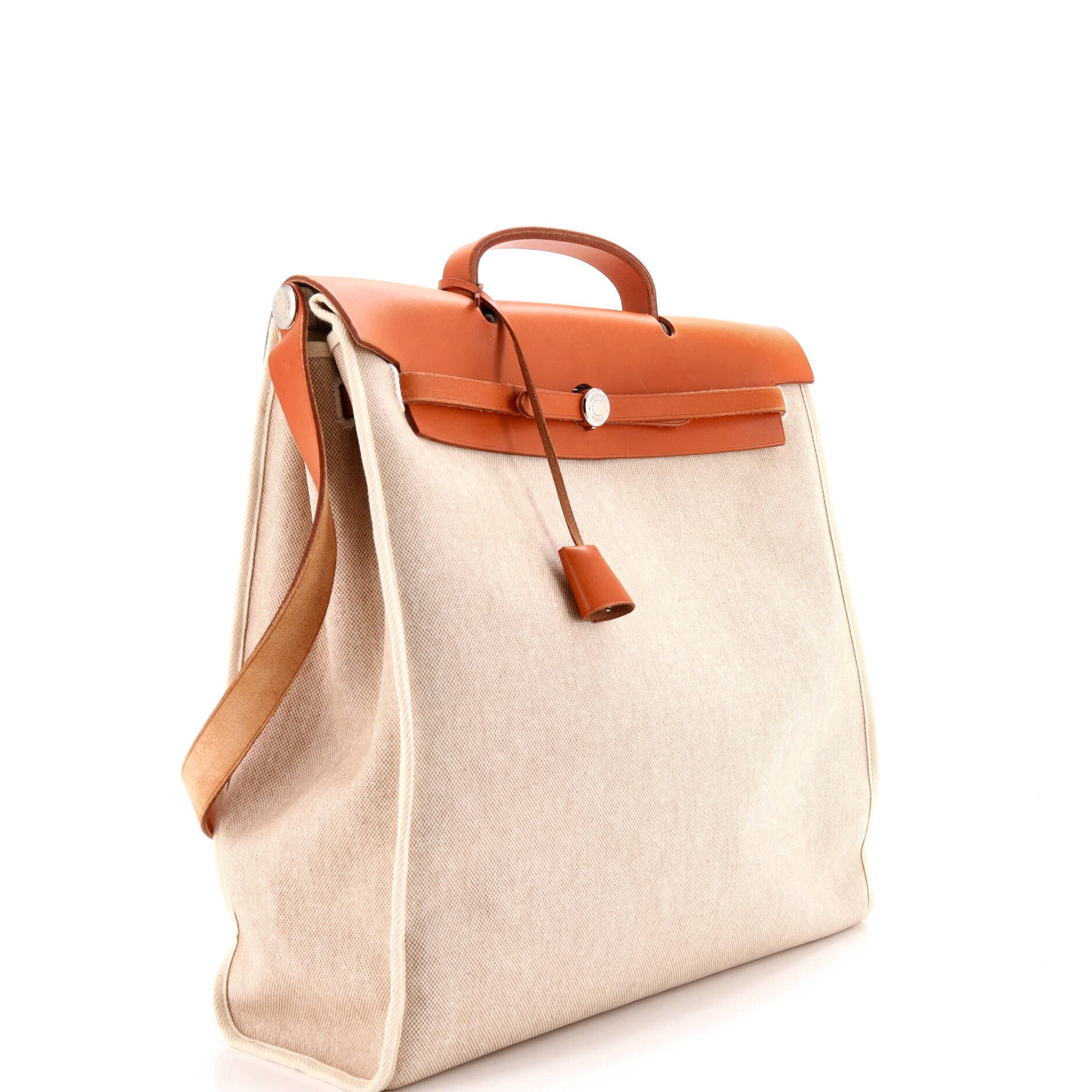 Herbag Toile and Leather MM, Alternate, color, Ecru