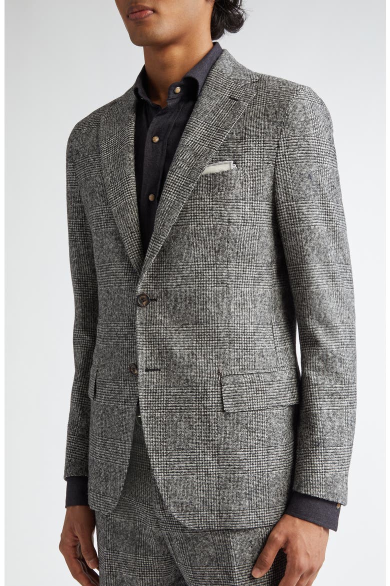 Prince of Wales Alpaca Blend Suit, Alternate, color, CARBON