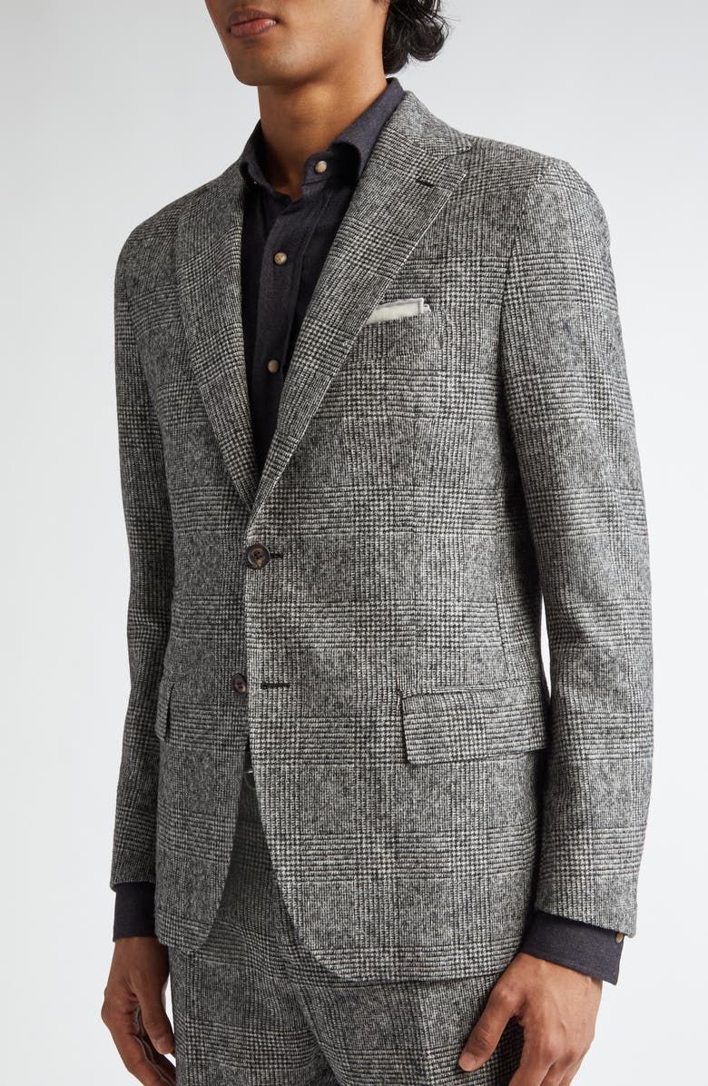 Eleventy Prince of Wales Alpaca Blend Suit, Alternate, color, Carbon