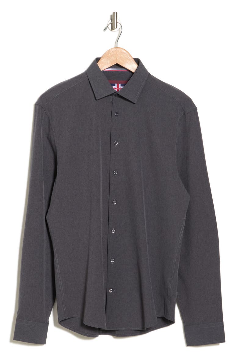 Microfiber Button-Up Shirt, Alternate, color, CHARCOAL