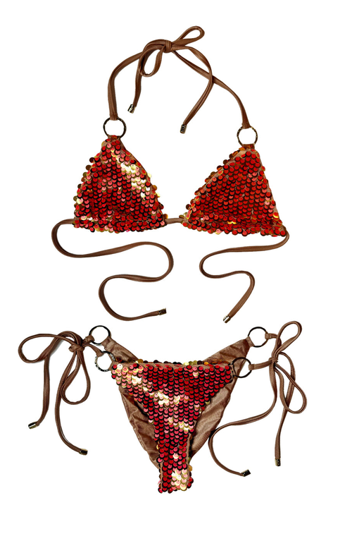 Beach Bunny Swimwear Disco Diva Triangle Top In Multi