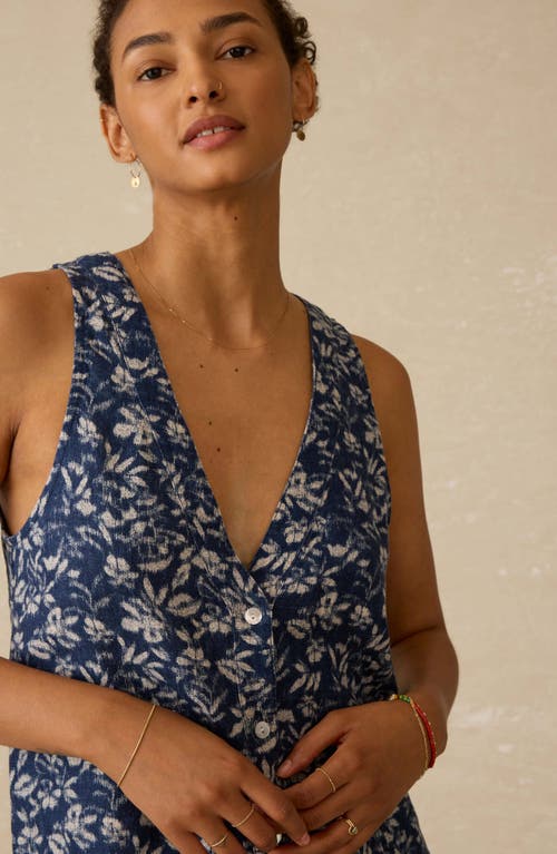 Faherty Alston Linen Button-up Minidress In Multi