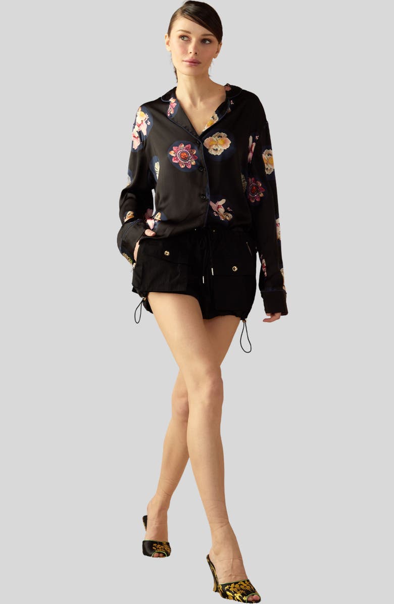 Cynthia Rowley Nylon Cargo Shorts, Alternate, color, Black