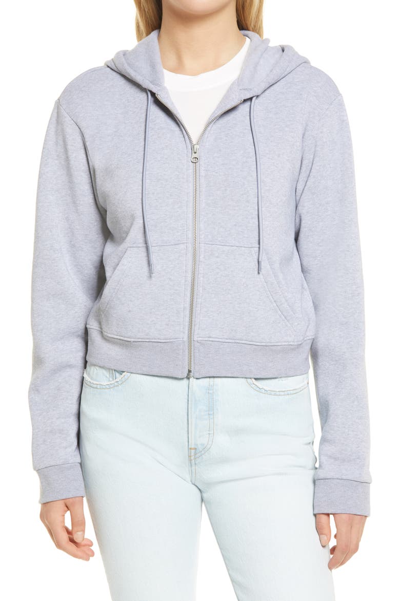 Crop Zip Hoodie, Alternate, color, GREY LIGHT HEATHER