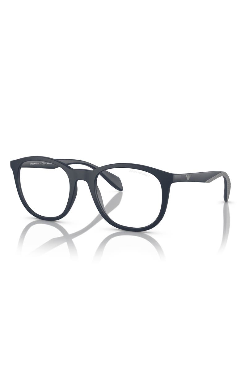 Emporio Armani 53mm Phantos Optical Glasses, Alternate, color, Matte Blue / Clear