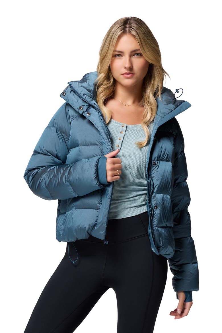 Amaze Puff Hooded Jacket, Alternate, color, EVERBLUE HIGH SHINE
