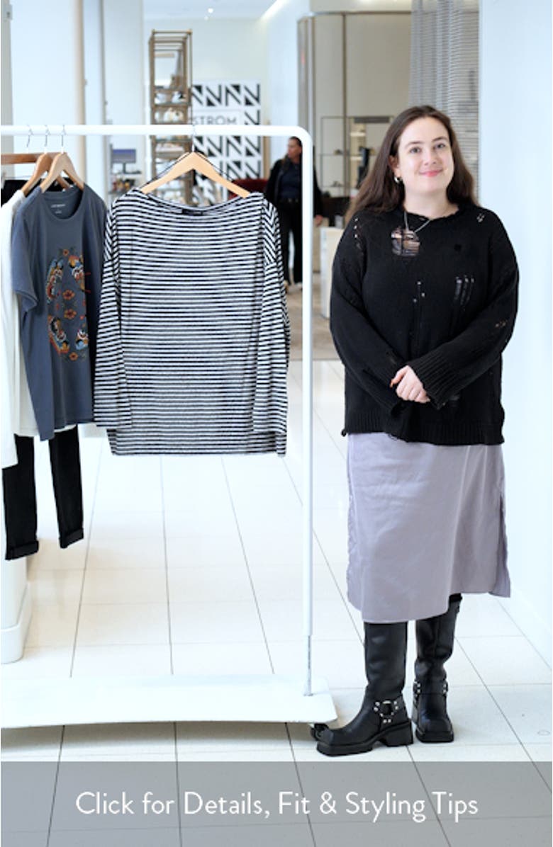 Rita Stripe Long Sleeve Boatneck T-Shirt, sales video thumbnail