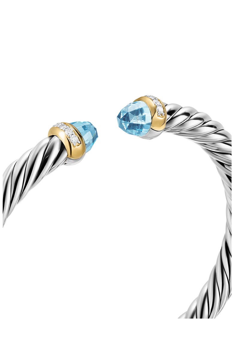 Cable Flex Bracelet in Sterling Silver with 14K Gold, Prasiolite & Diamonds, 6mm, Alternate, color, LIGHT BLUE