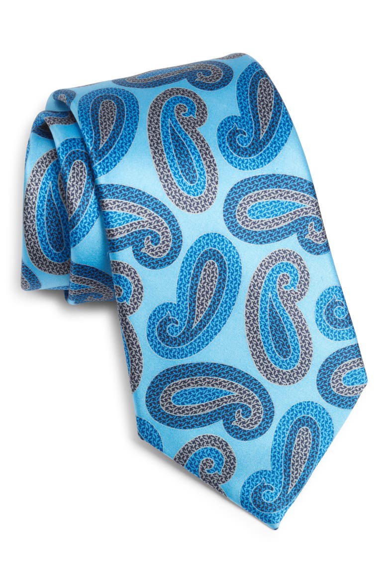 Medallion Silk Tie, Main, color, BLUE PAISLEY