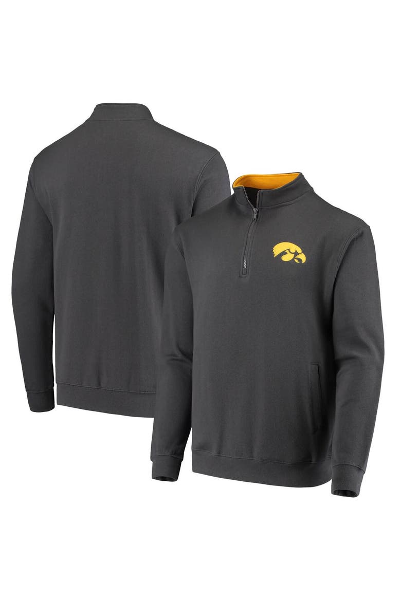 Men's Colosseum Charcoal Iowa Hawkeyes Tortugas Logo Quarter-Zip Jacket, Main, color, Charcoal