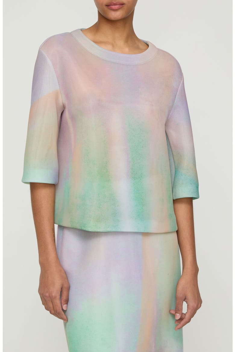 Aurora Print Neoprene T-Shirt, Main, color, AURORA GREEN MULTI