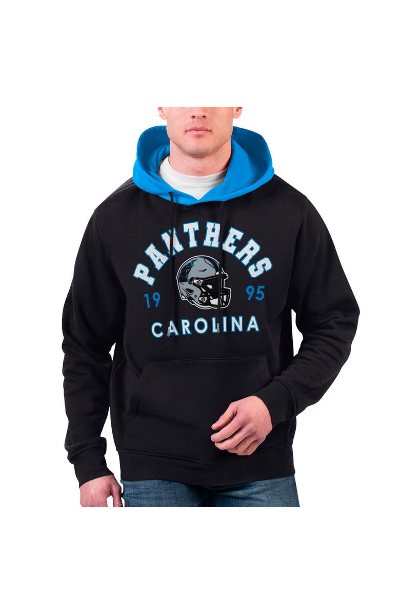G-III SPORTS BY CARL BANKS Men's G-III Sports by Carl Banks Black Carolina Panthers Colorblock Pullover Hoodie, Alternate, color, 