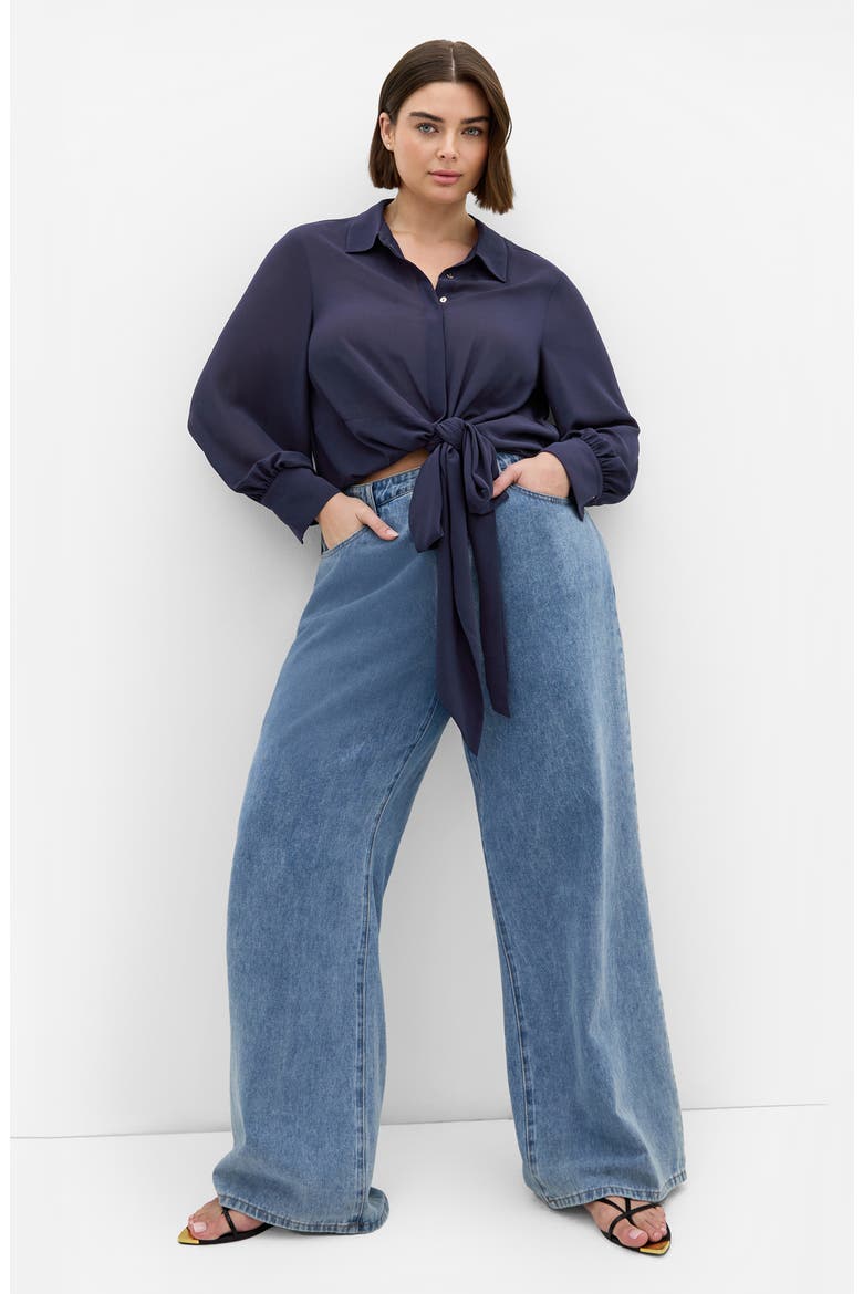 Jane Tie Hem Shirt, Alternate, color, NAVY