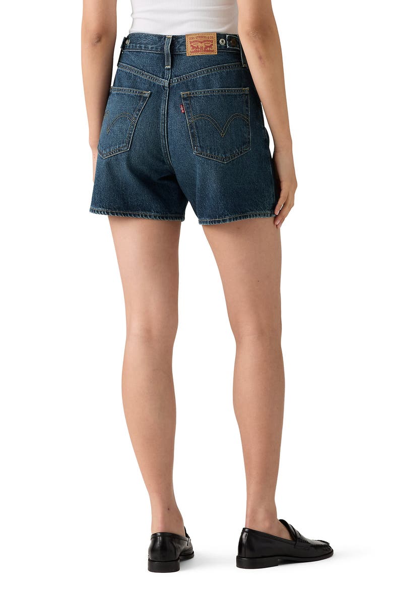 Cinch Mid Thigh Denim Shorts, Alternate, color, COOKIE CRUNCH