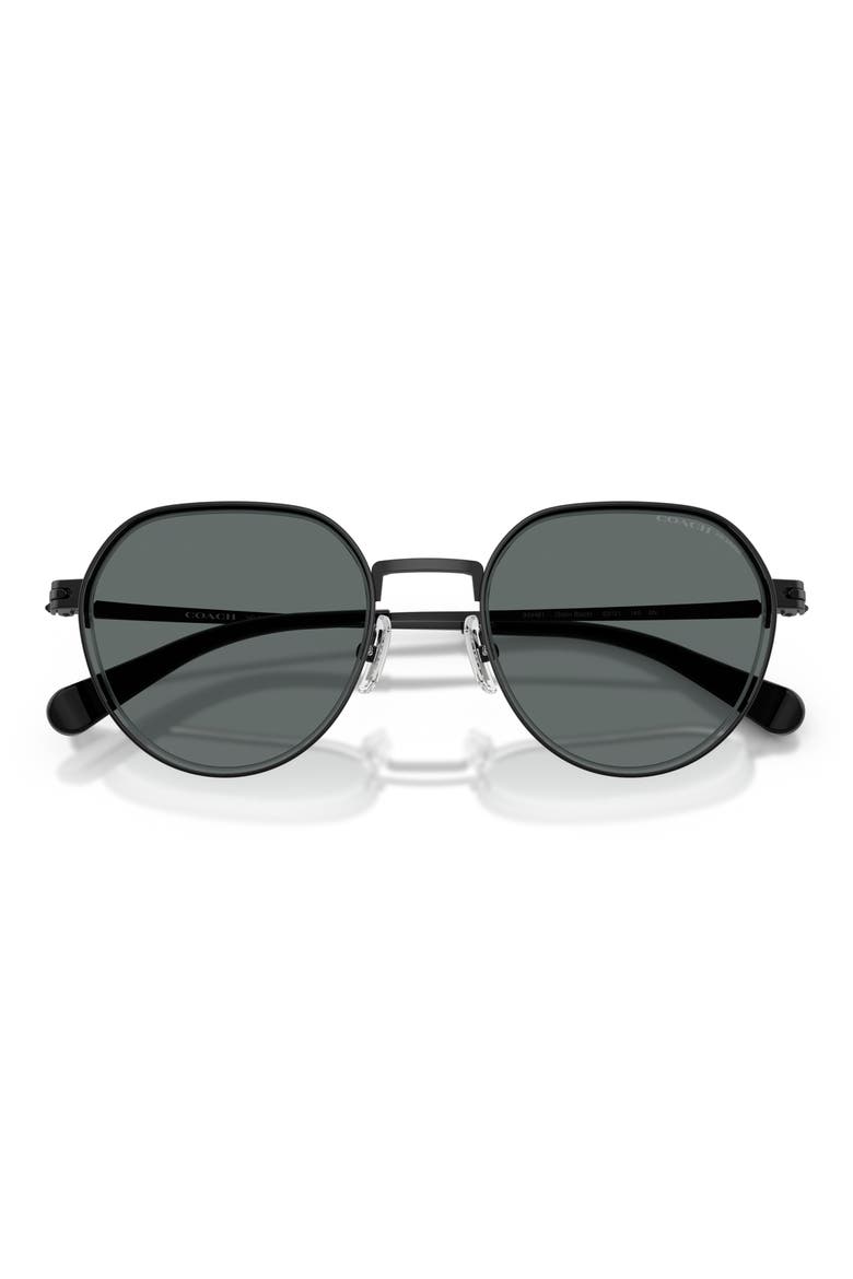 52mm Polarized Irregular Sunglasses, Alternate, color, SATIN BLACK / GREY SOLID POLAR