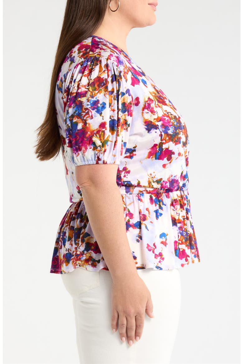 Surplice Peplum Top, Alternate, color, FUCHSIA/ VIOLET