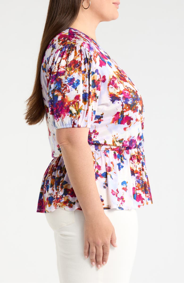 Loveappella Surplice Peplum Top, Alternate, color, Fuchsia/ Violet