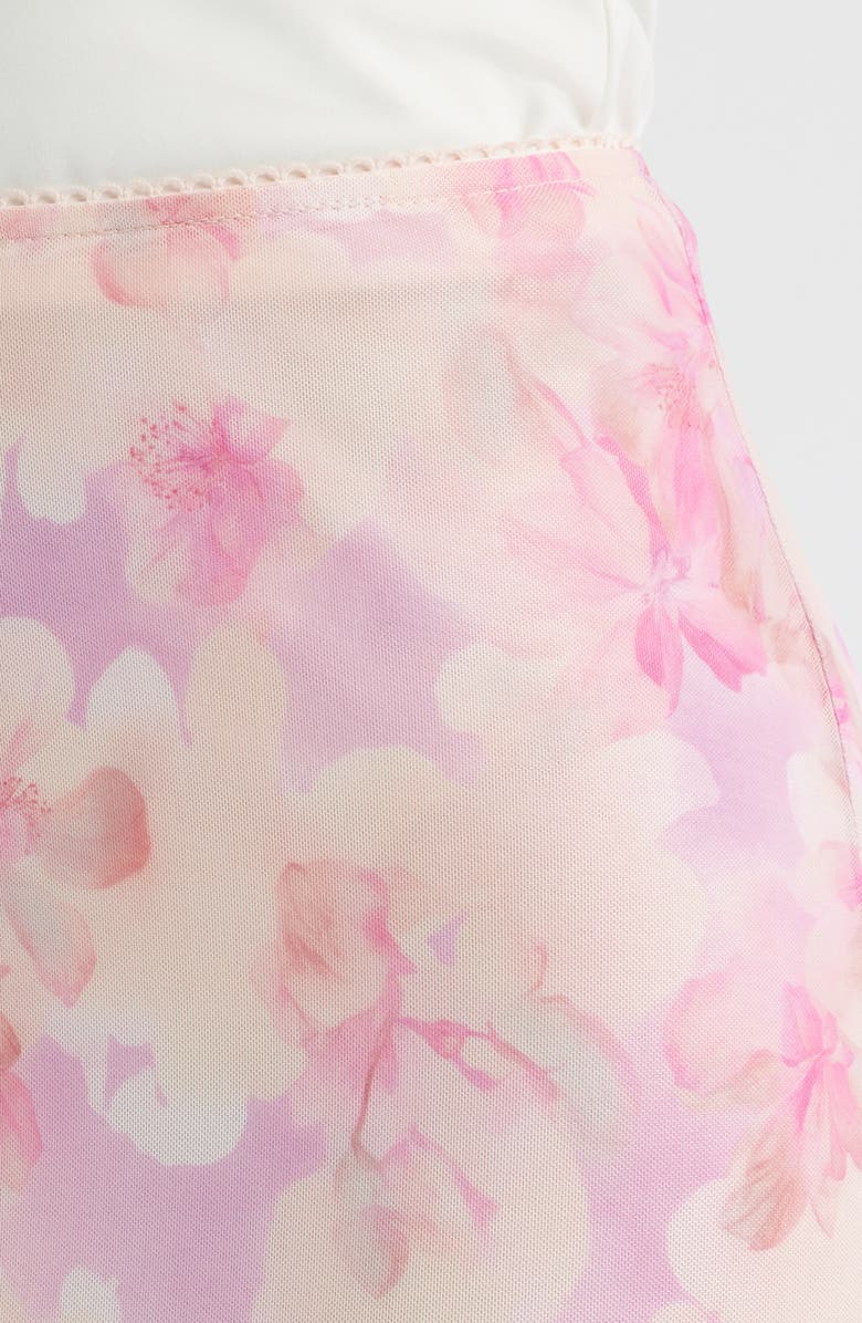 All in Favor Floral Chiffon Handkerchief Midi Skirt, Alternate, color, Pink Floral