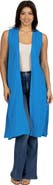 24seven Comfort Apparel Sleeveless Long Cardigan Vest with Side Slit