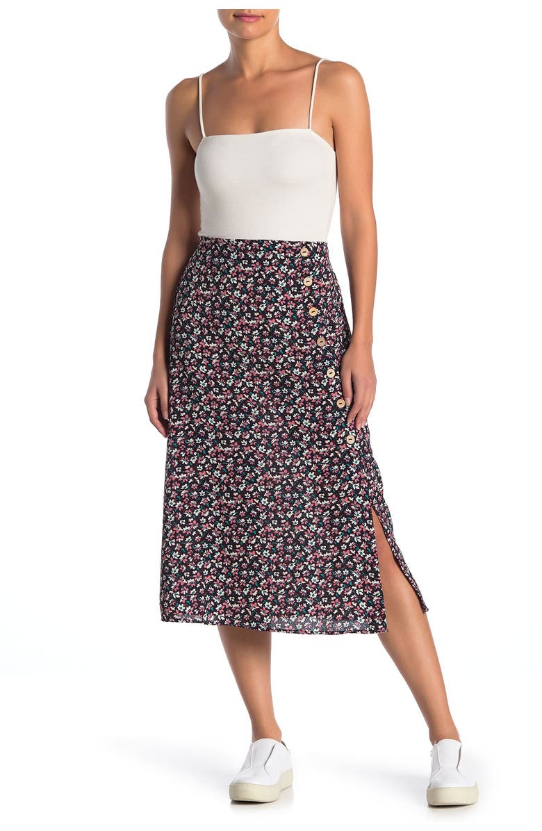 Good Luck Gem Floral Midi Skirt, Main, color,