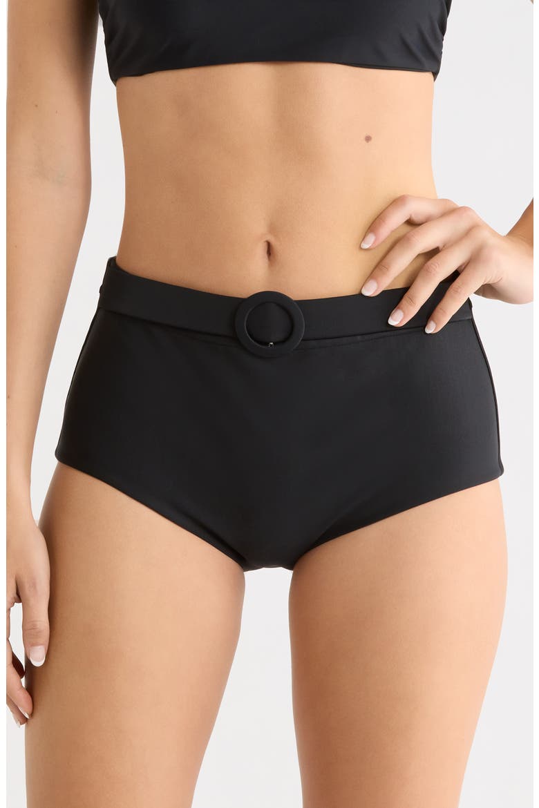 Danica Belted Hipster Bikini Bottoms, Main, color, BLACK