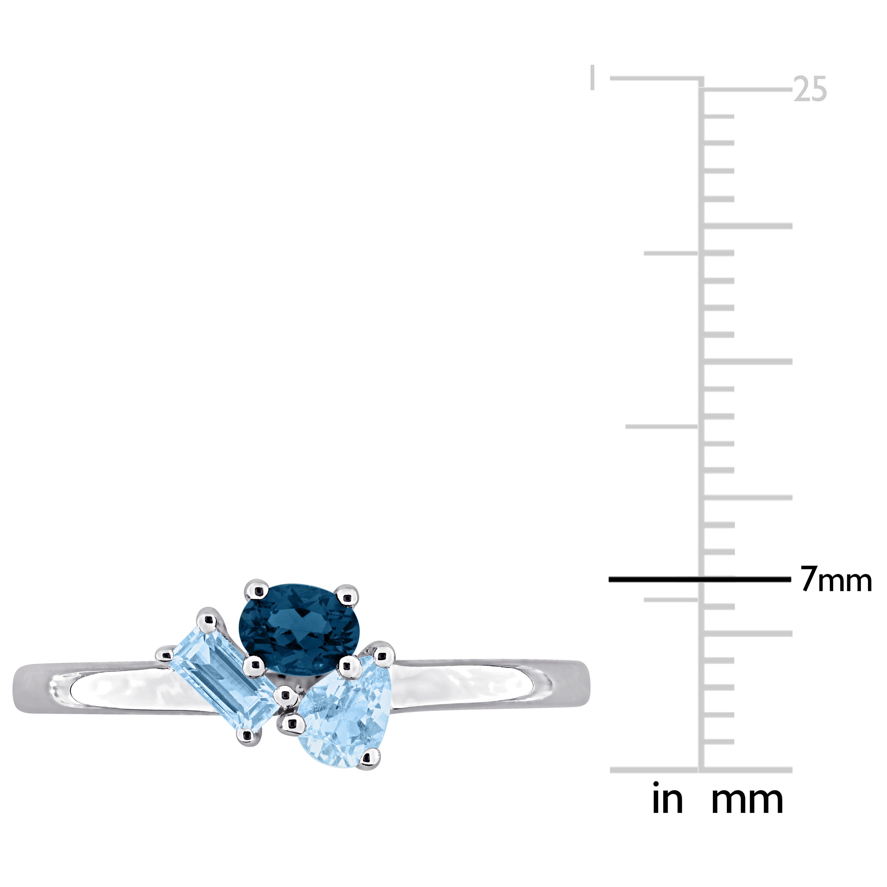 Julianna B. Blue Topaz 3-Stone Cluster Ring Sterling Silver (Women ...