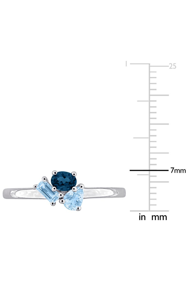 Blue Topaz 3-Stone Cluster Ring Sterling Silver, Alternate, color, Blue Topaz