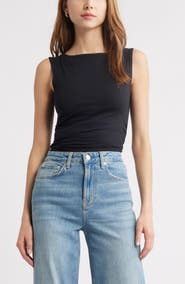 Open Edit Boat Neck Sleeveless Top