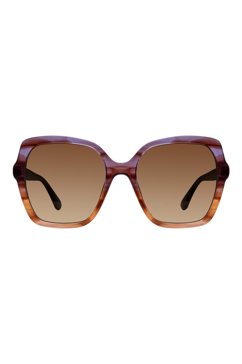 56mm Gradient Square Sunglasses, Main, color, BROWN HORN